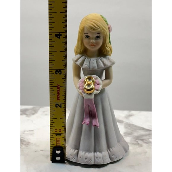 Growing Up Birthday Girls Age 8 Porcelain Blonde Figurine 1981 Enesco - Picture 3 of 8